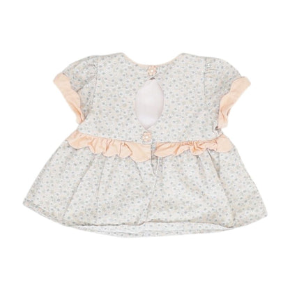 Peach Floral Short Sleeve Blouse