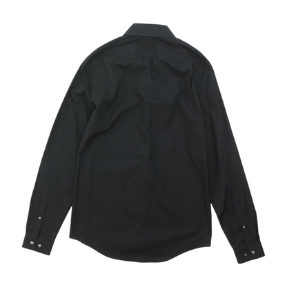 Black Solid Long Sleeve Button Down