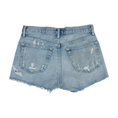 Blue Solid Denim Shorts