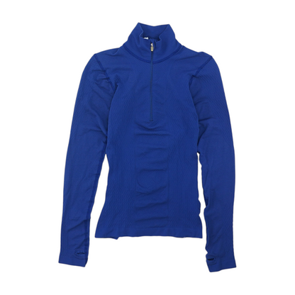 Blue Solid 1/4 Zip Pullover