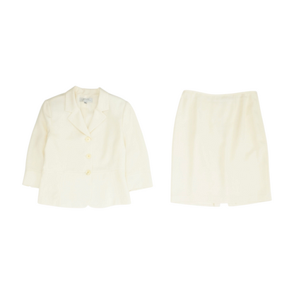 Ivory Petite Solid Skirt Suit Set