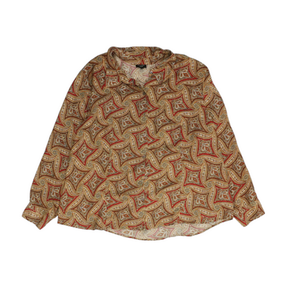 Brown Plus Graphic Button Down