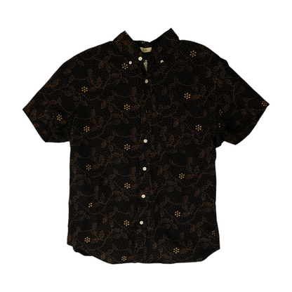 Black Print Short Sleeve Button Down