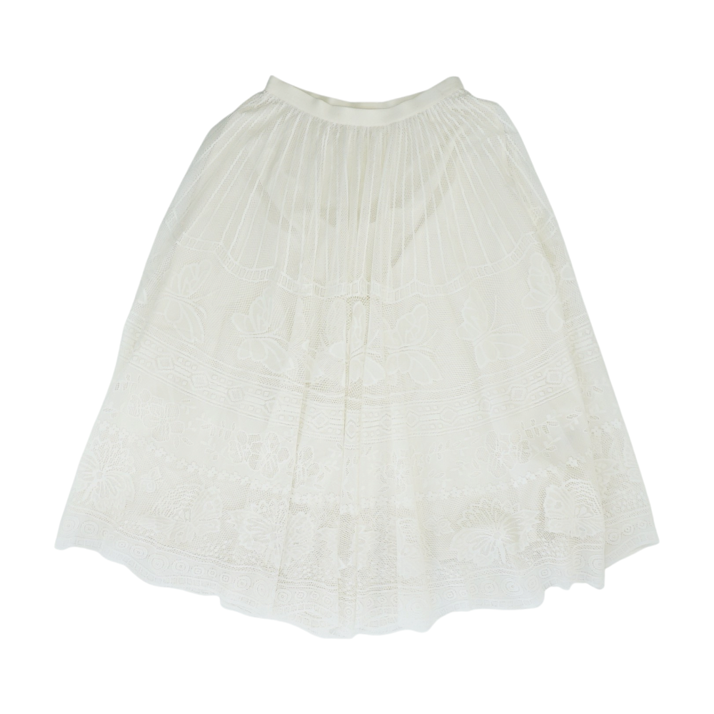 Ivory Print Midi Skirt