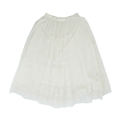 Ivory Print Midi Skirt