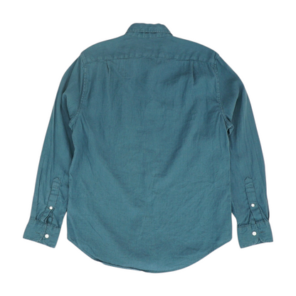 Teal Solid Long Sleeve Button Down