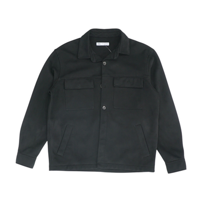 Black Solid Flannel Button Down