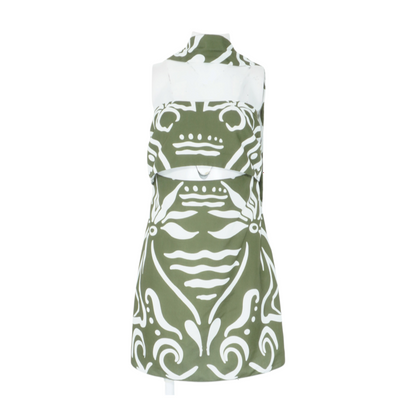 Green Print Mini Dress