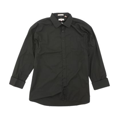 Black Solid Long Sleeve Button Down