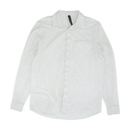 White Solid Long Sleeve Button Down