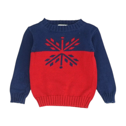 Red Color Block Pullover Sweater