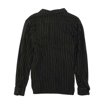 Black Striped Flannel Button Down