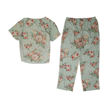 Blue Floral Pajama Set