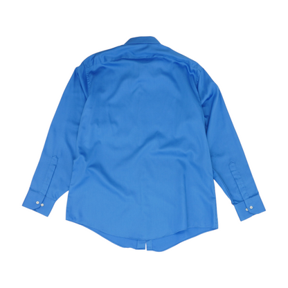 Blue Solid Long Sleeve Button Down