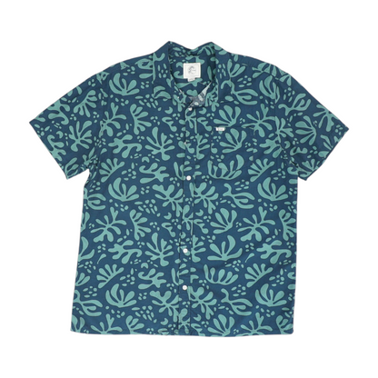 Navy Print Short Sleeve Button Down