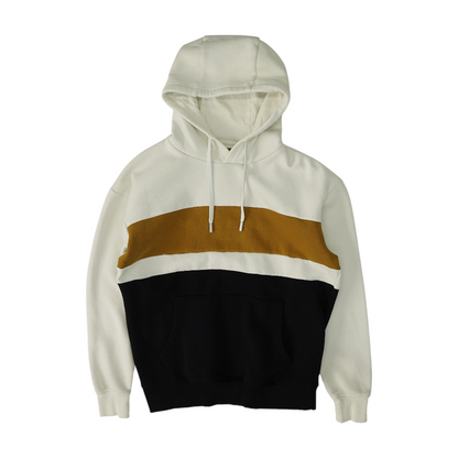 White Color Block Hoodie Pullover