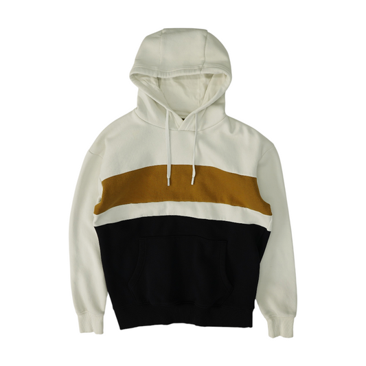 White Color Block Hoodie Pullover