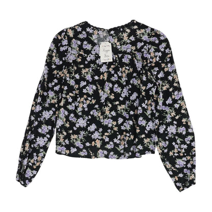Purple Floral Long Sleeve Blouse