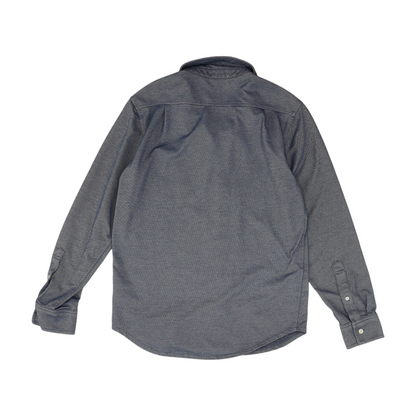 Blue Solid Long Sleeve Button Down
