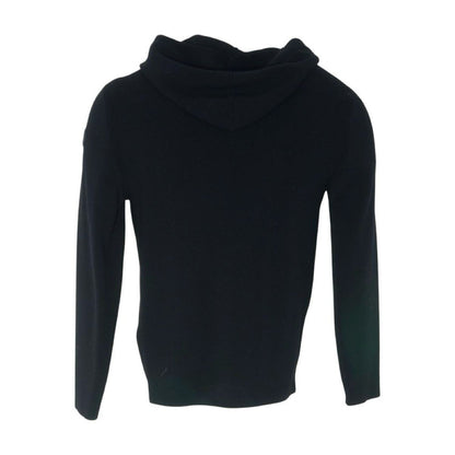 Black Wool-Blend Fz Hooded Cardigan