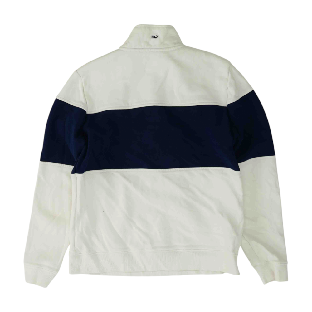 White Color Block 1/4 Zip Pullover