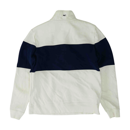 White Color Block 1/4 Zip Pullover