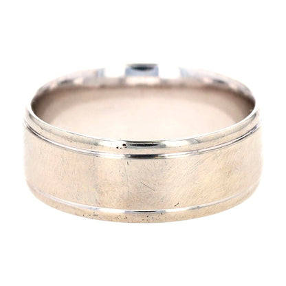 10K White Gold Plain Grooved Edge Band