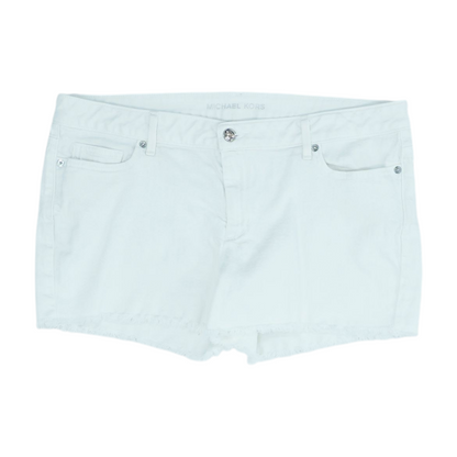 White Solid Denim Shorts