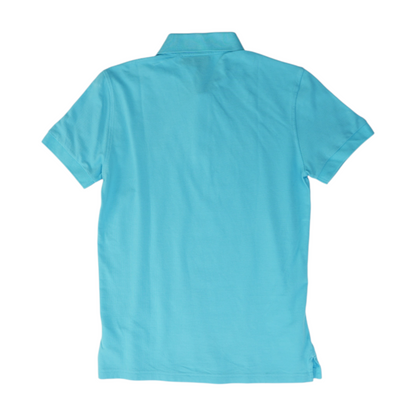 Blue Solid Short Sleeve Polo