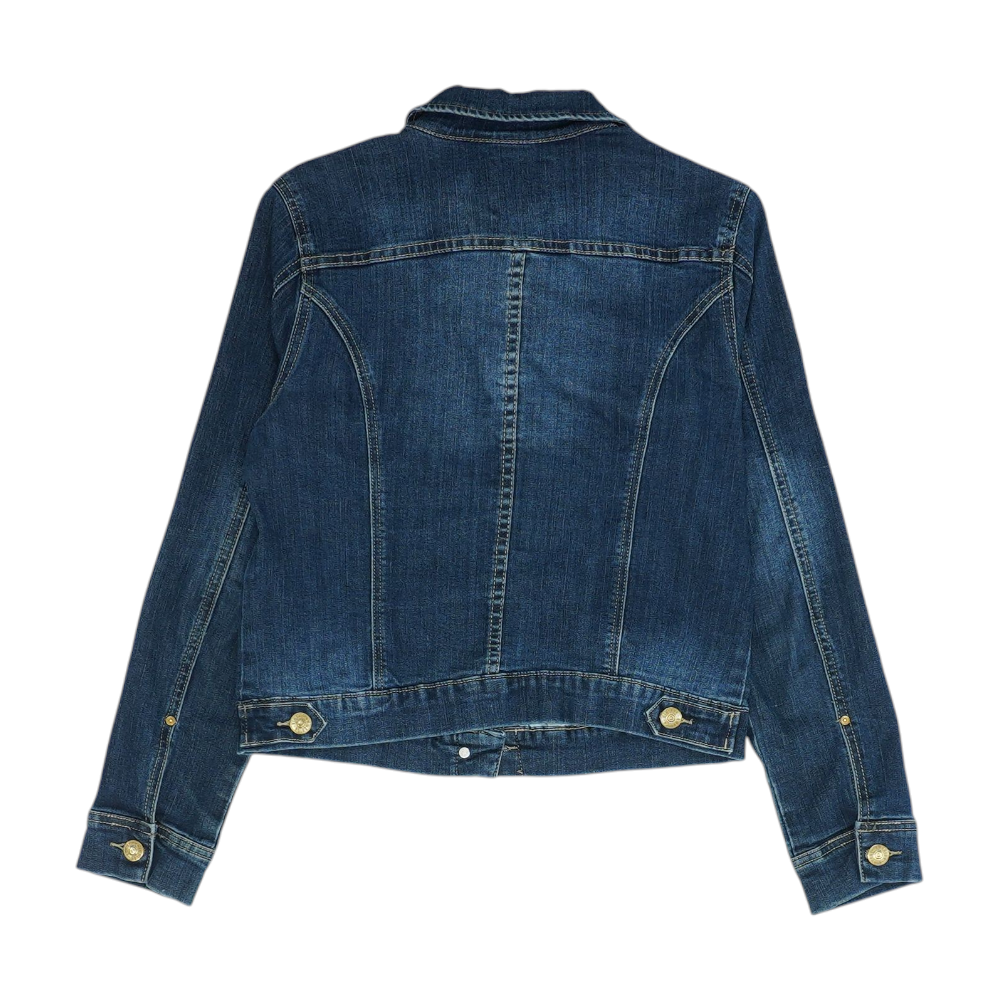 Vintage America Blue Solid Denim Jacket – Image 2