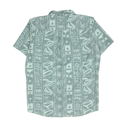Gray Print Short Sleeve Button Down