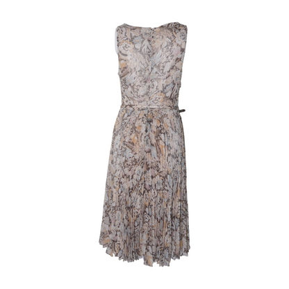 Beige Floral Midi Dress