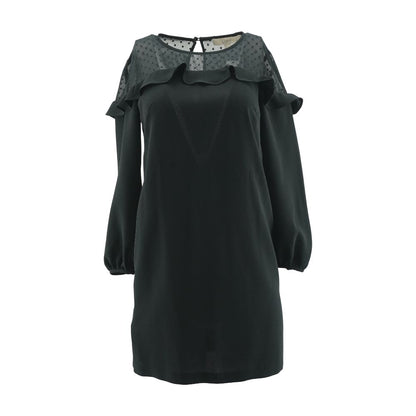 Black Solid Midi Dress
