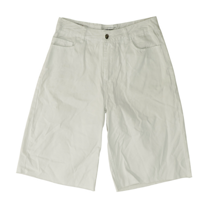 White Solid Denim Shorts