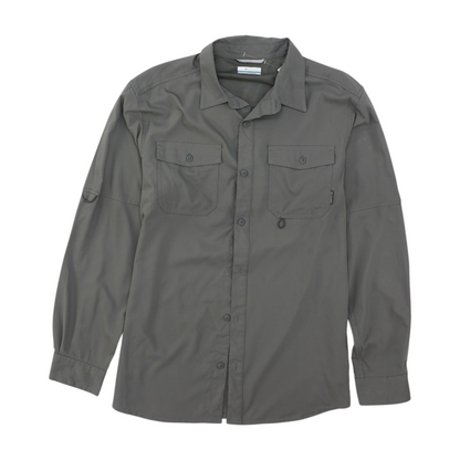 Gray Solid Long Sleeve Button Down