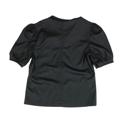 Black Solid Short Sleeve Blouse