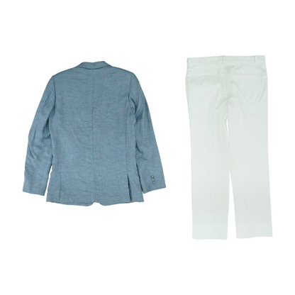 Blue Solid 2pc Suit