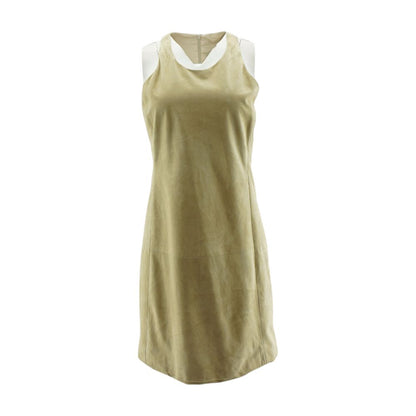 Beige Solid Midi Dress