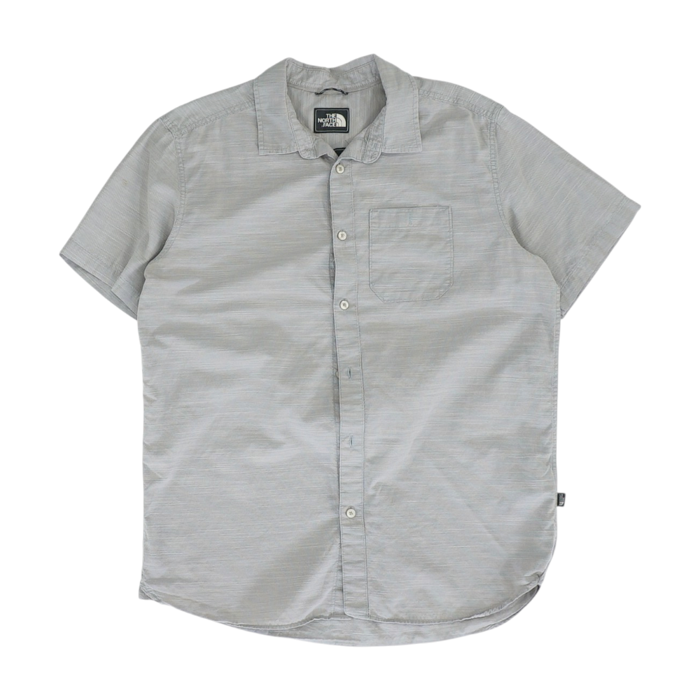 Gray Striped Short Sleeve Button Down