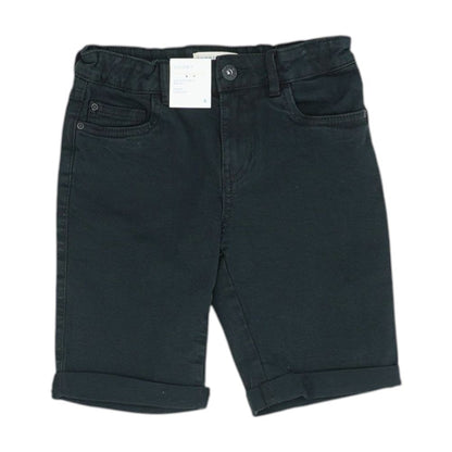 Black Solid Denim Shorts
