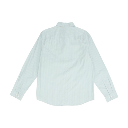 Green Tall Striped Long Sleeve Button Down
