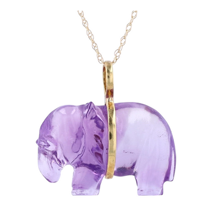 14K Yellow Gold Amethyst Pendant Necklace