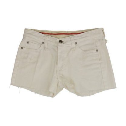 White Solid Denim Shorts