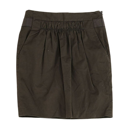 Brown Solid Midi Skirt