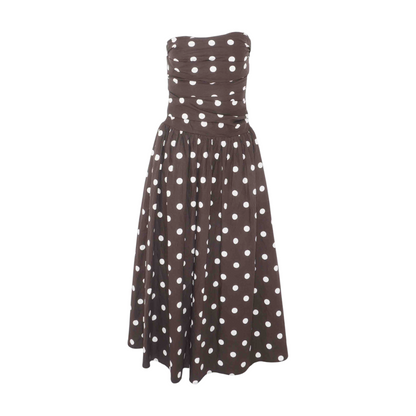Brown Polka Dot Midi Dress