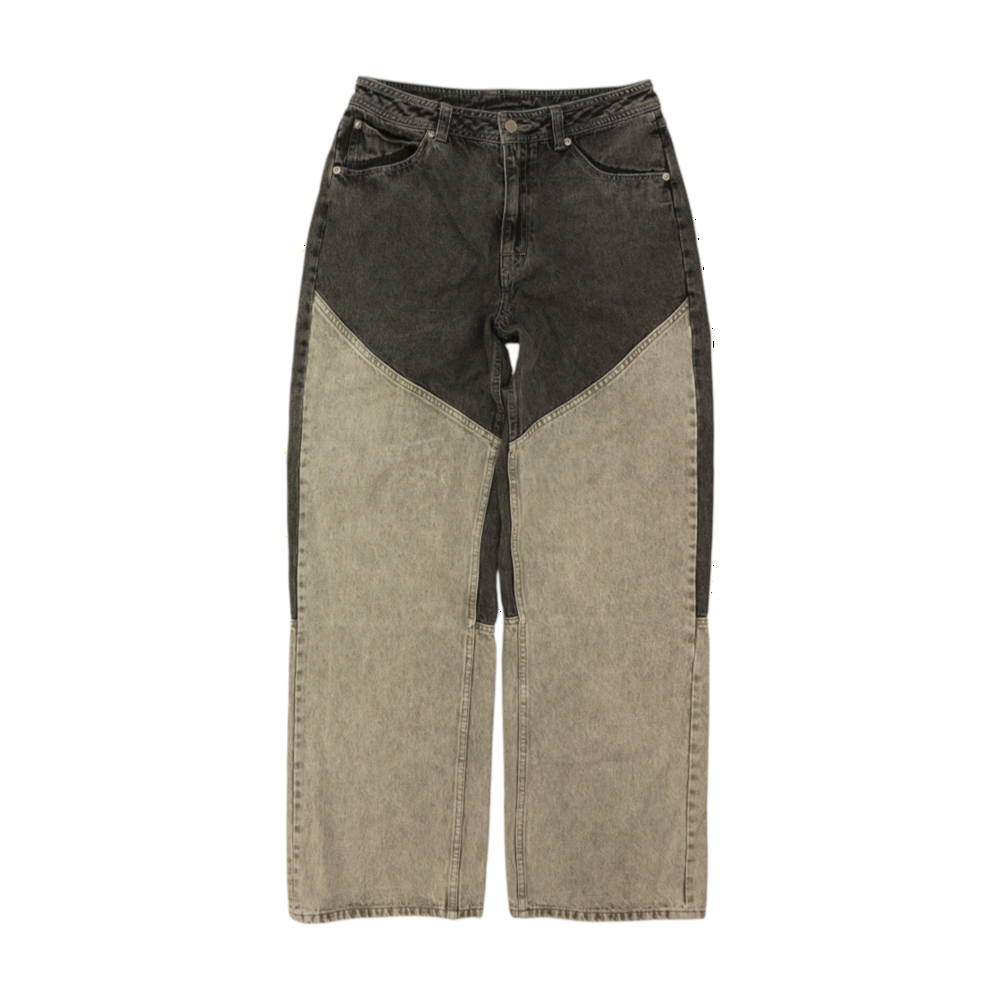 Black Color Block Wide Leg Jeans