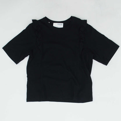 Black Solid Short Sleeve Blouse