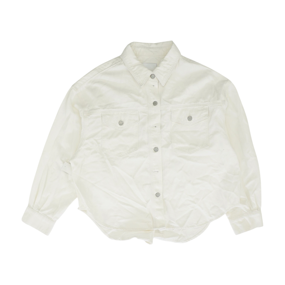 White Solid Denim Jacket