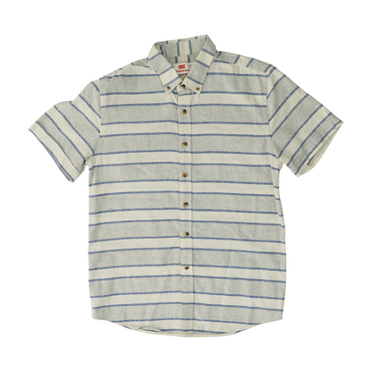 Gray Striped Short Sleeve Button Down