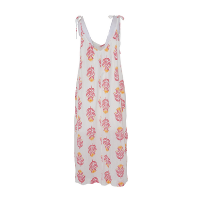 Cream Floral Midi Dress